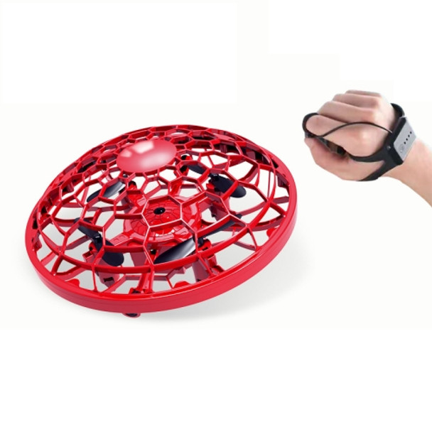 UFO Aircraft Remote Control / Gesture Smart Sensor Four-Axis Mini Drone, Colour: Red（With Watch UFO）