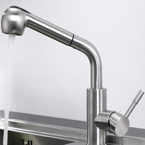 Kitchen Pipe Shape Multifunctional Cold And Hot Switchable And Pull-Out Stainless Steel Faucet, Specification: 1450g