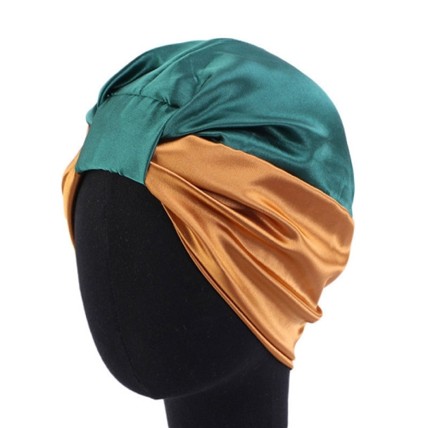 3 PCS TJM-433 Double Layer Elastic Headscarf Hat Silk Night Cap Hair Care Cap Chemotherapy Hat, Size:  M (56-58cm)(Green Khaki)