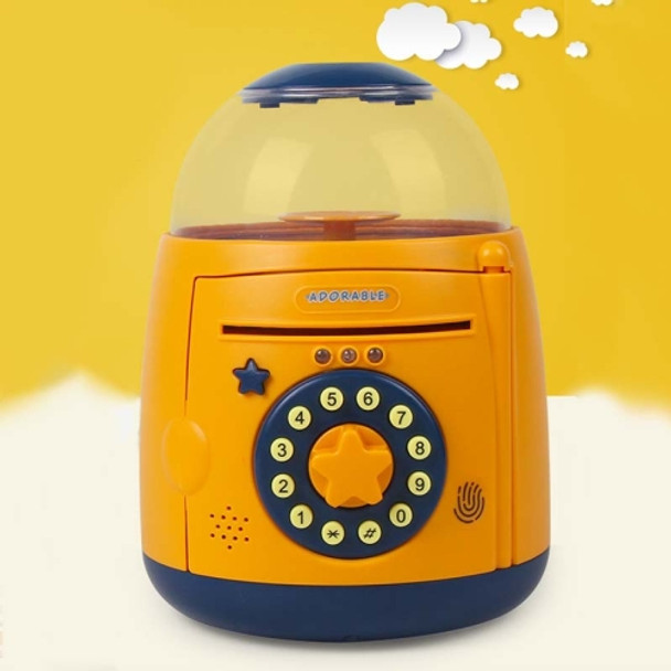 Egg Steamer Shape Automatic Accoun Fingerprint Piggy Bank(Yellow)