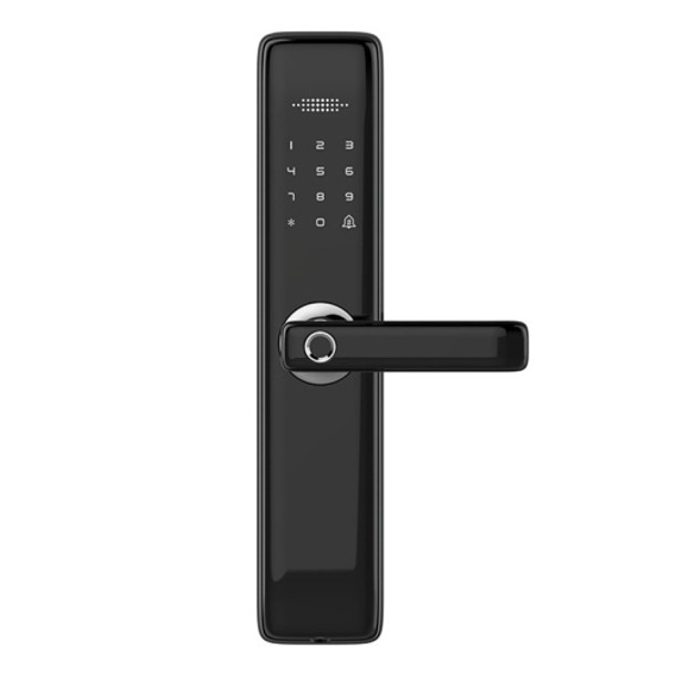 Smart Wifi Anti-Theft Fingerprint Password Lock Mobile Phone Remote Control Electronic Door Lock Magnetic Card Lock, Specification: SM-SL708 Semi-automatic Black