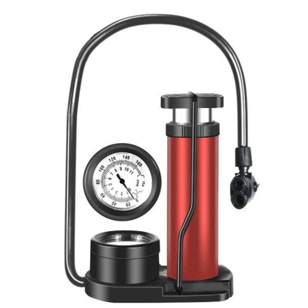 Foot Pump Mini Portable Electric Car Bicycle Motorcycle Car Household Pedal Air Pump, Specification: With Barometer(Red)