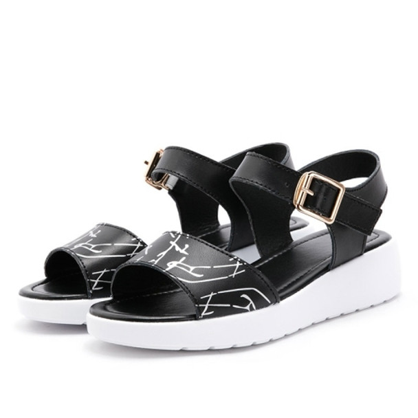 Simple and Versatile Non-slip Wear-resistant Casual Sandals for Girls (Color:Black Size:36)