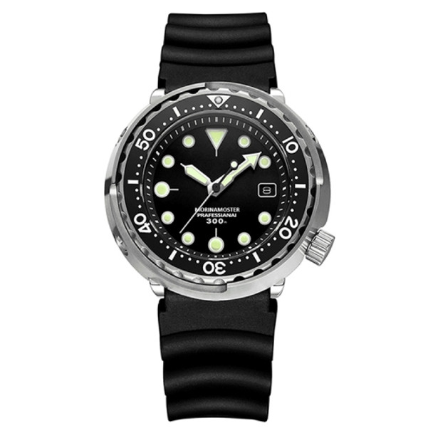 addies MY-H5 Waterproof Luminous Automatic Mechanical Watch Silicone Strap Watch for Men, Waterproof Depth: 300m(Black)