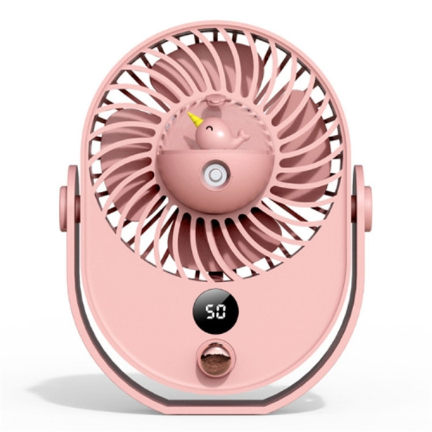 Desktop Spray Fan Cute Pet Add Water Silent Fan, Style:USB Without Battery(Pink Narwhal)