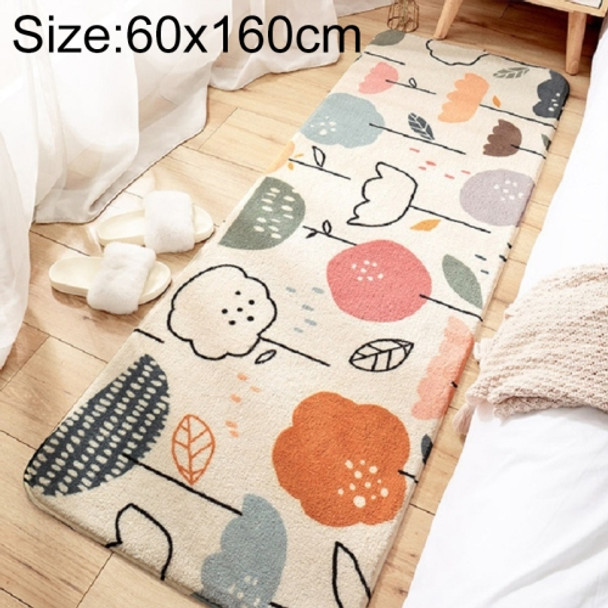 Home Bedroom Carpet Strip Room Bedside Lamb Cashmere Non-slip Mat, Size:60×160 cm(Sea of Flowers)