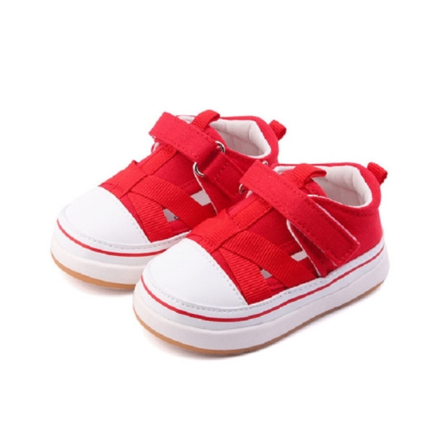 Breathable Baby Toddler Shoes for Boys and Girls Soft Canvas Shoes, Size:18(Red)
