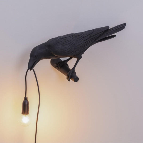 E12 LED Lucky Bird Wall Lamp Table Lamp For Bedroom, Style:Looking Wall Lamp, Plug:US Plug(Black)