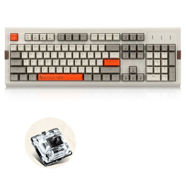 Ajazz AK510 104 Keys Retro Mechanical Keyboard SA Ball Cap PBT Internet Cafe Gaming RGB Lighting Keyboard, Cable Length 1.6m, Style:RGB Backlight + Three Orange Keycaps( Black Axis )