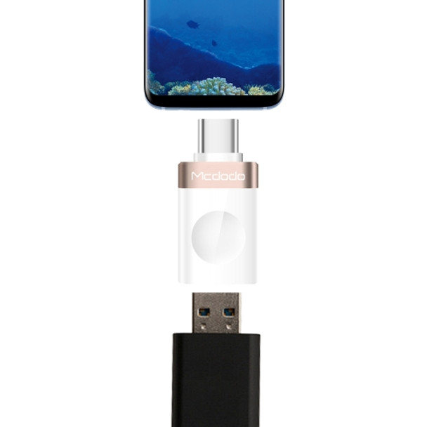 Mcdodo OT-1942 USB-C / Type-C to USB 3.0 AF Data Transmission Charging OTG Adapter, For Galaxy S8 & S8 + / LG G6 / Huawei P10 & P10 Plus / Xiaomi Mi6 & Max 2 and other Smartphones, Size: 32 x 12 x 7 mm(Rose Gold)