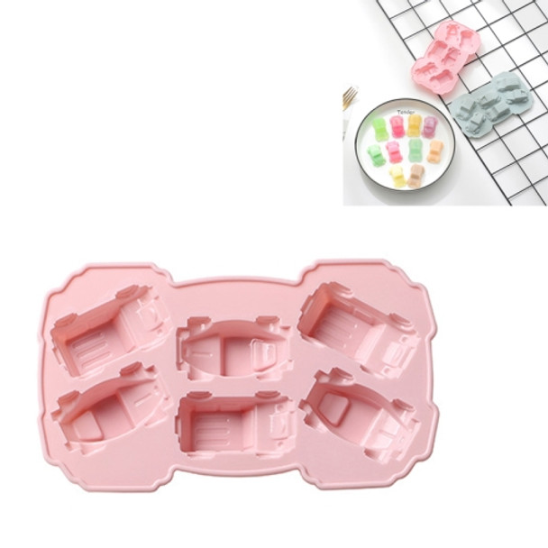 6 PCS Creative Cake Chocolate Mold 3D Car Cartoon Household Silicone Baking Ice Tray Mold(Pink)