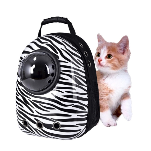 12-hole Breathable Transparent Go Out Portable Space Capsule Pet Carrier Backpack( Zebra Pattern)