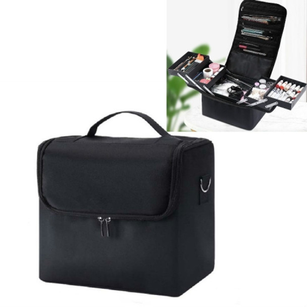Large-capacity Multi-layer Professional Cosmetic Bag Portable Nail Makeup Toolbox(Black)