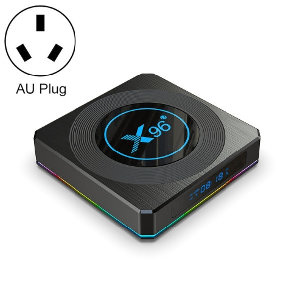 X96 X4 8K Smart TV BOX Android 11.0 Media Player with Remote Control, Amlogic S905X4 Quad Core ARM Cortex A55, RAM: 4GB, ROM: 32GB, Support 1000M, Dual Band WiFi, Bluetooth, AU Plug