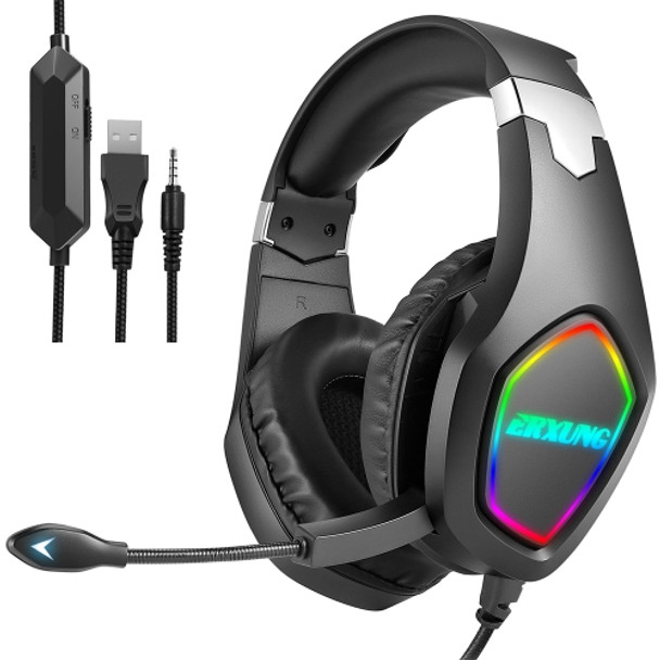 J20 PC Computer E-sports Gaming RGB Light Wired Headset with Microphone (Black)