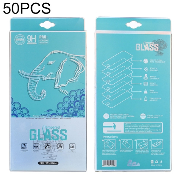 50 PCS Elephant Pattern Paper Outer + Plastic Inner Packaging Box for Tempered Glass Screen Protector