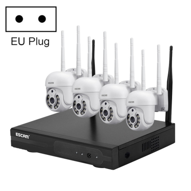 ESCAM WNK714 3.0 Million Pixels 4-channel HD Dome Camera NVR Wireless Monitoring Kit, EU Plug