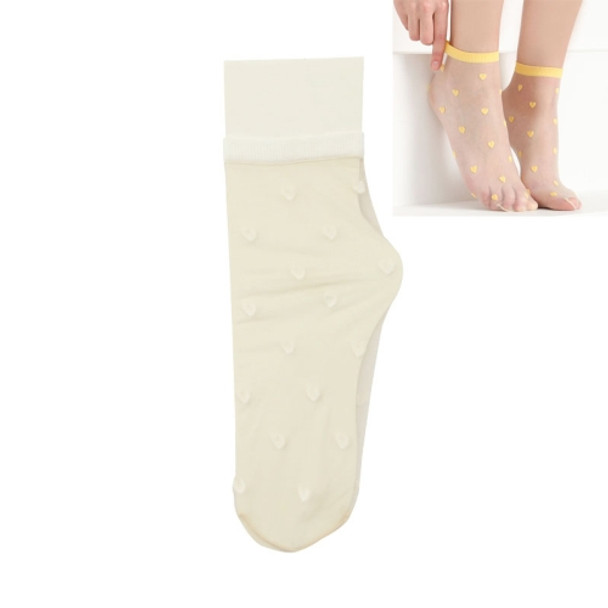 Spring And Summer Ultra-thin Glass Stockings Color Love Transparent Pile Pile Socks (Color:White Size:Free Size)