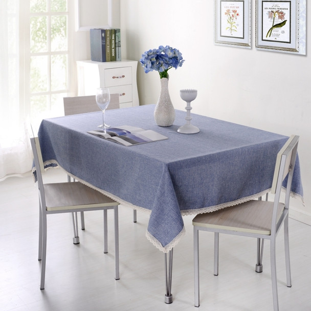 Decorative Tablecloth Imitation Linen Lace Table Cloth Dining Table Cover, Size:110x160cm(Grey)