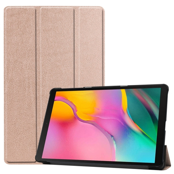 Custer Texture Horizontal Flip PU Leather Case for Galaxy Tab A 10.1 2019 (T515 / T510), with Three-folding Holder & Sleep / Wake-up Function (Rose Gold)