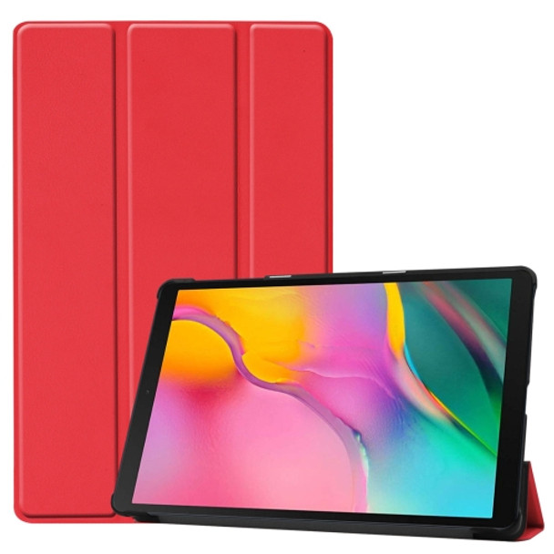 Custer Texture Horizontal Flip PU Leather Case for Galaxy Tab A 10.1 2019 (T515 / T510), with Three-folding Holder & Sleep / Wake-up Function (Red)