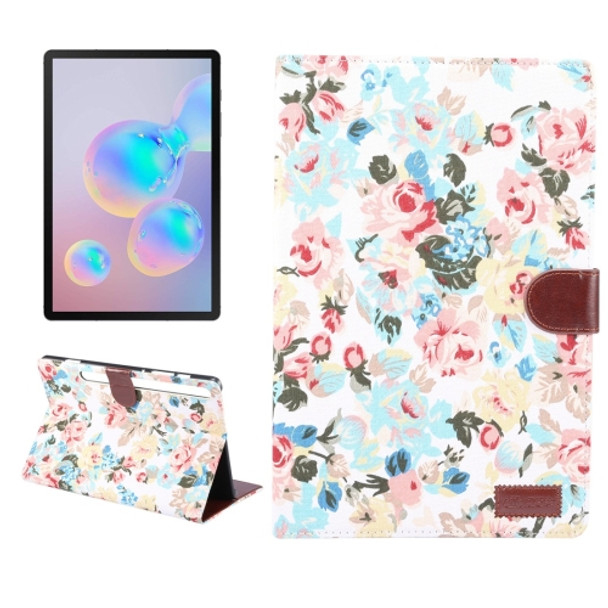 For Galaxy Tab S6 10.5 T860 Dibase Flower Pattern Cloth Surface Horizontal Flip PC + PU Leather Case with Holder & Card Slots & Sleep / Wake-up Function (White)