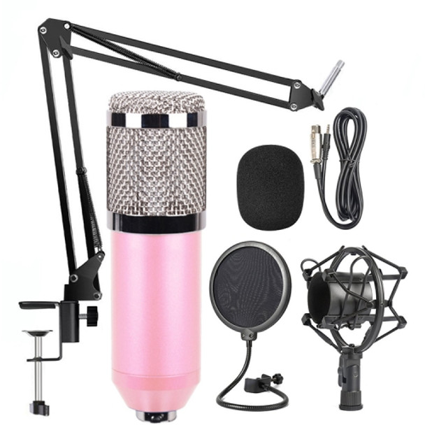 BM-800 Network K-Song Dedicated High-end Metal Shock Mount Microphone Set(Pink)