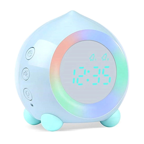 Creative Cartoon Peach Smart Alarm Clock Multifunctional Children Sleep with Luminous Electronic Clock, Style:Ordinary(Blue)