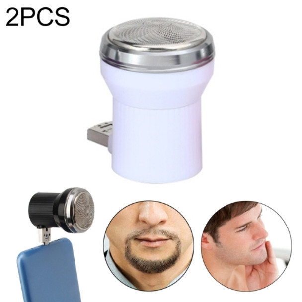 2PCS Electric USB Shaver Mini Portable Plug In Travel Razor(White)
