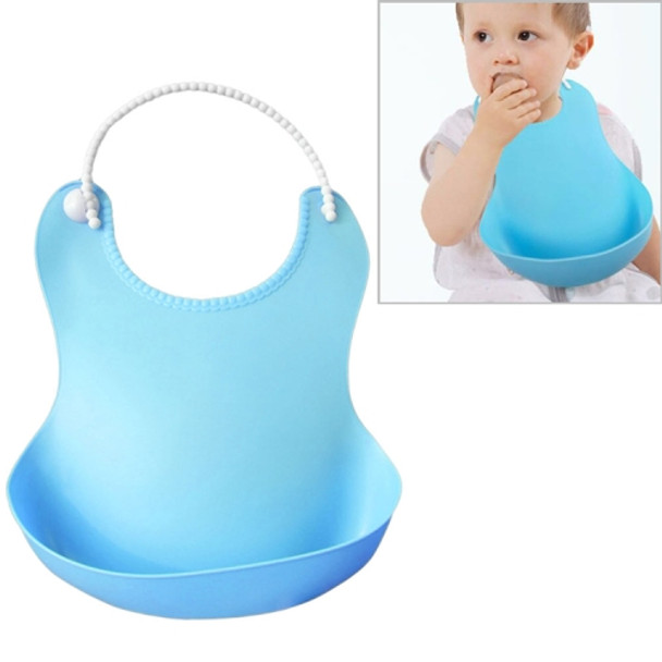 Baby Infant Toddler Waterproof Silicone Bib Infants Feeding Lunch Roll-up Apron(Blue)