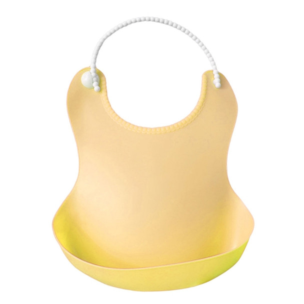 Baby Infant Toddler Waterproof Silicone Bib Infants Feeding Lunch Roll-up Apron(YELLOW)