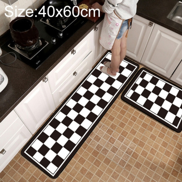 Geometric Lattice Carpet Kitchen Bath Antiskid Mat, Size:40x60cm(Black White Plaid)