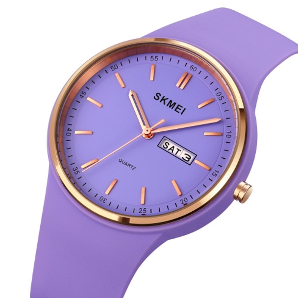 SKMEI 1747 Simple Bar scale Dial Silicone Strap Quartz Watch for Ladies(Purple)