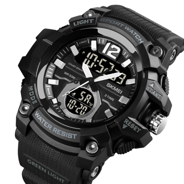 SKMEI 1725 Three Time LED Digital Display Timing Luminous Electronic Watch(Black)