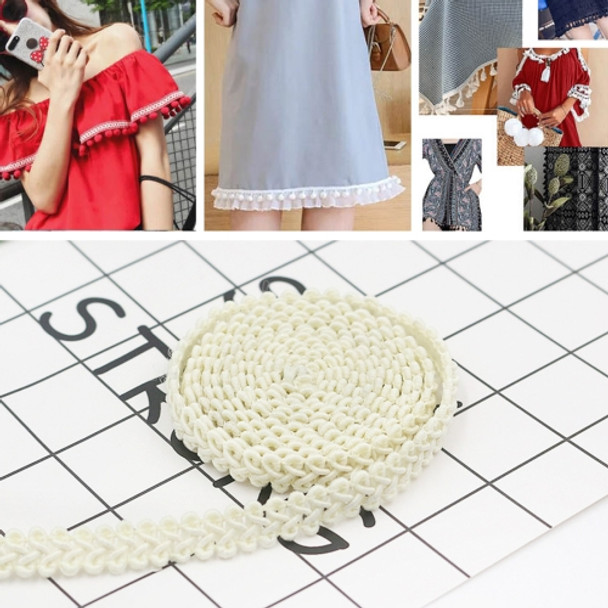 WG000108 Polyester Silk Centipede Shape Lace Belt DIY Clothing Accessories, Length: 50m, Width: 0.8cm(Beige and White)