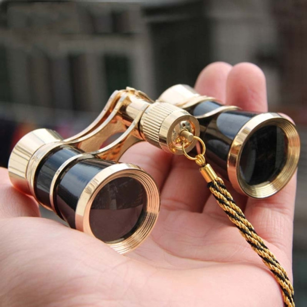 3x25mm Classical Ladies Drama Watching Telescope Carrying Binoculars With Chain(Black)