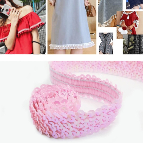 LP000330 Three-row Elastic Connection Sequins Lace Belt DIY Clothing Accessories, Length: 45.72m, Width: 3cm(Pink)