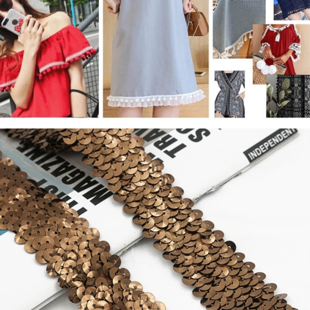 LP000330 Three-row Elastic Connection Sequins Lace Belt DIY Clothing Accessories, Length: 45.72m, Width: 3cm(Coffee)