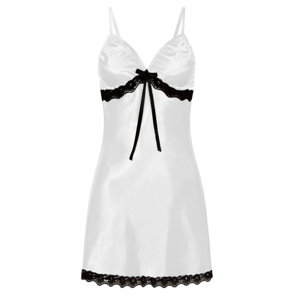 3 PCS Sling Lace Sexy Perspective Lingerie Nightdress, Size:XXL (White)