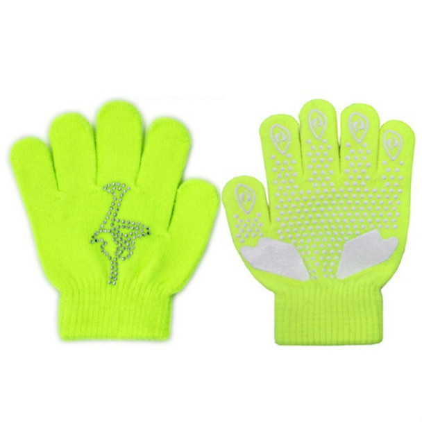 Non-slip Upgrade Version Children Skating Gloves Full Finger Rhinestone Anti-slip Gloves, Size:L (Ice Man Yellow)