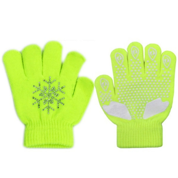 Non-slip Upgrade Version Children Skating Gloves Full Finger Rhinestone Anti-slip Gloves, Size:S (Snowflake Yellow)