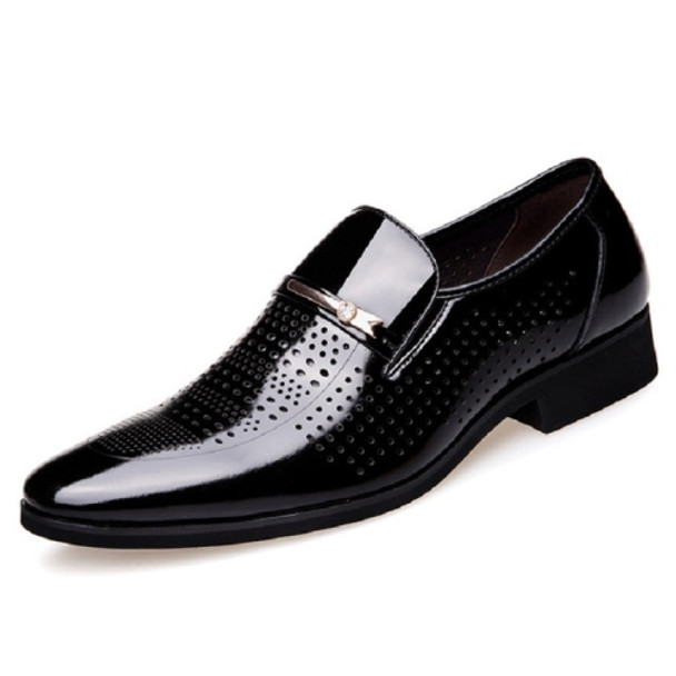 Men Hollow Breathable Shoes Comfortable Business Dress Shoes, Size:44(Black)