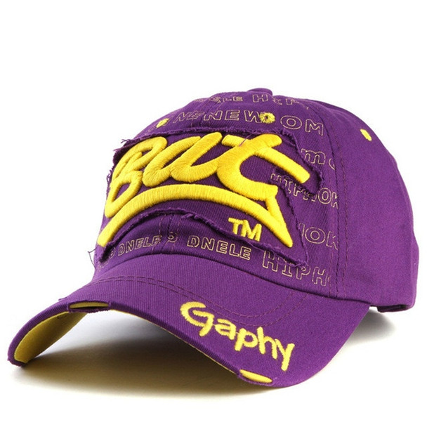 Embroidery Letter Pattern Adjustable Curved Eaves Baseball Cap, Head Circumference: 54-62cm(purple yellow)