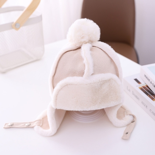 MZ9967 Children Hat Autumn and Winter Thickening Plus Velvet Warm and Windproof Flight Cap Ear Protection Cap, Size: One Size(Beige)