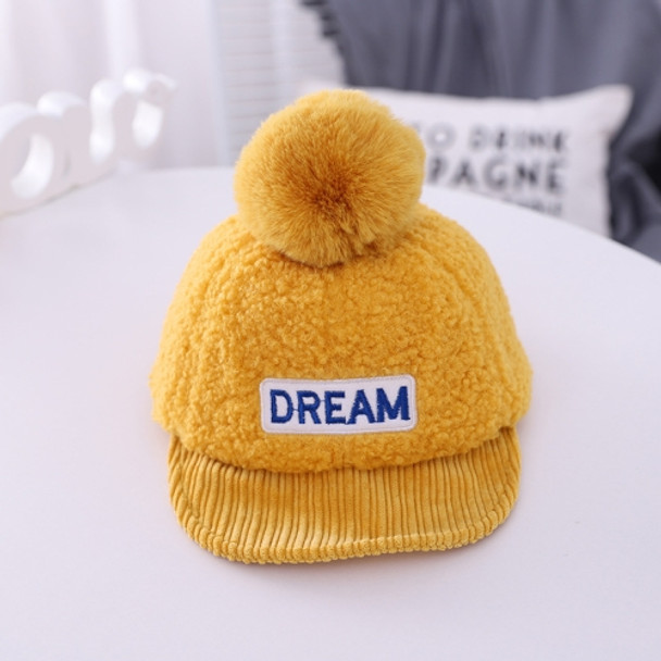 MZ9900 Letter Pattern Children Corduroy Baseball Cap Autumn and Winter Children Hat, Size: 48cm(Yellow)