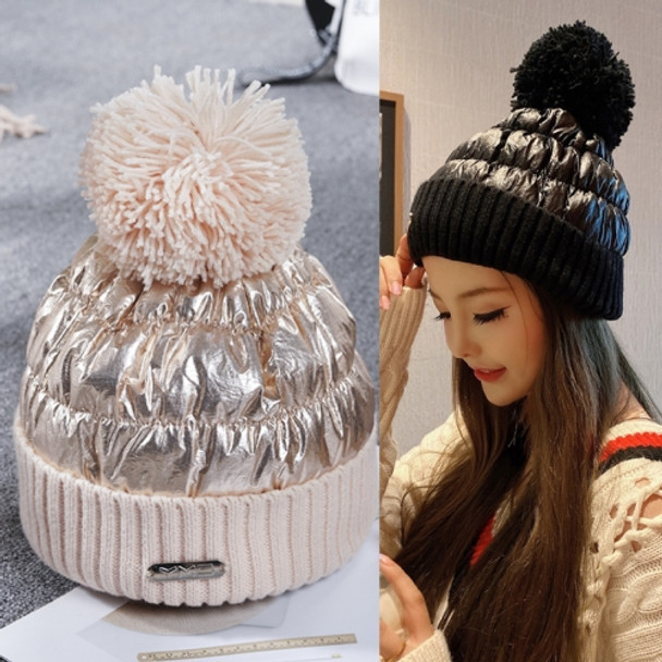 MZ152 Autumn and Winter Cute Wool Ball Knitted Hat Women Plus Velvet Warm Ear Protection Wool Hat, Size: One Size(Pink)