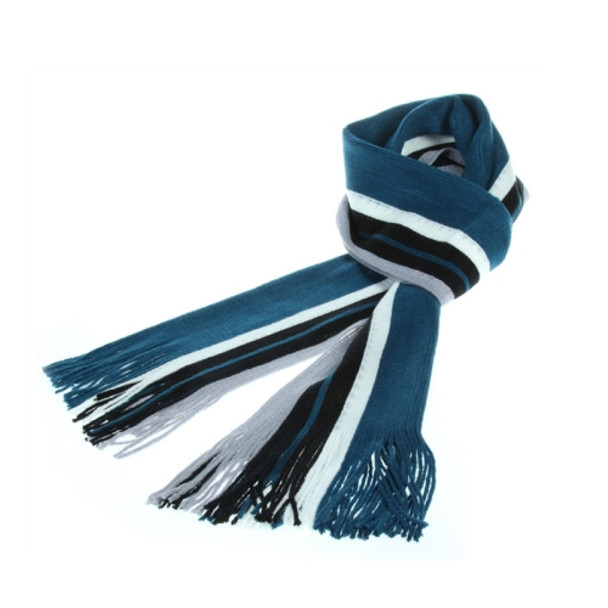 Fashion Wild Warm Wide Striped Scarf Tassel Wool Scarf for Men, Size:180 x 24cm(Denim Blue)