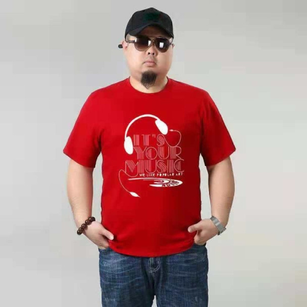Plus Fat Plus Size Cotton Short-sleeved Men T-shirt (Color:Red Size:XXL)