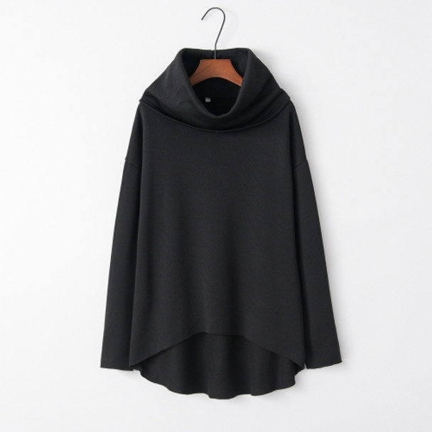 Irregular High Collar Sweater (Color:Black Size:M)