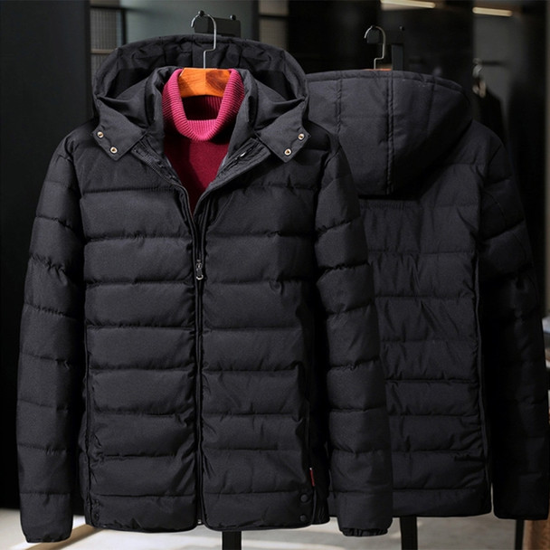 Simple Solid Color Comfortable Warm Cotton Jacket Coat (Color:Black Size:XXXXXXL)